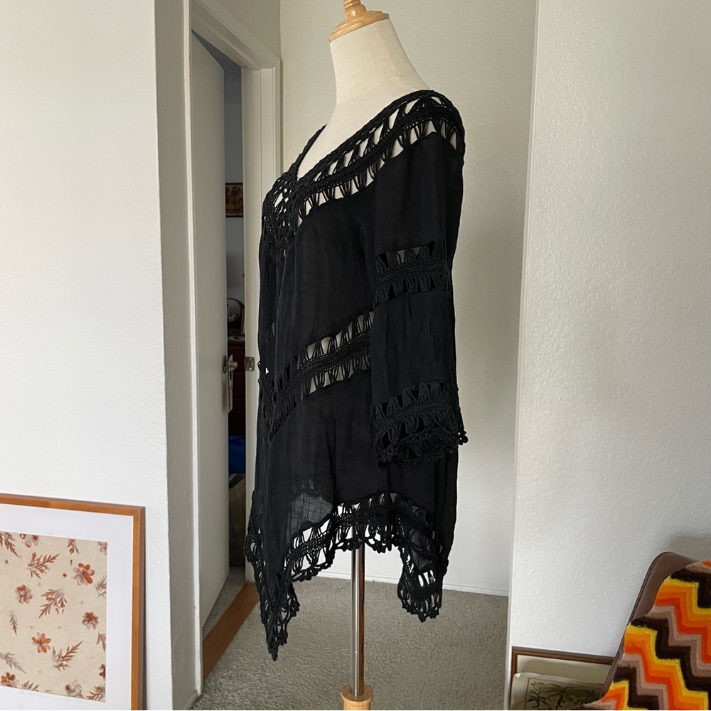 India Boutique Boho Hippie Crochet Tunic Top - Picture 4 of 10